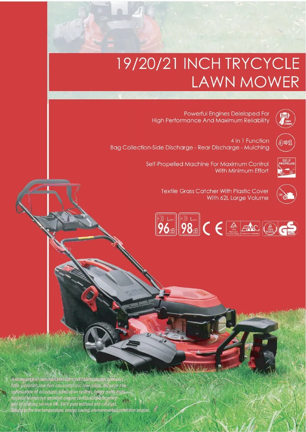 19/20/21 Inch Trycycle Lawn Mower